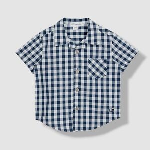 NWT Miles the Label Baby Boy's Blue Gingham Patch Pocket Button-Up Shirt Size 3Y